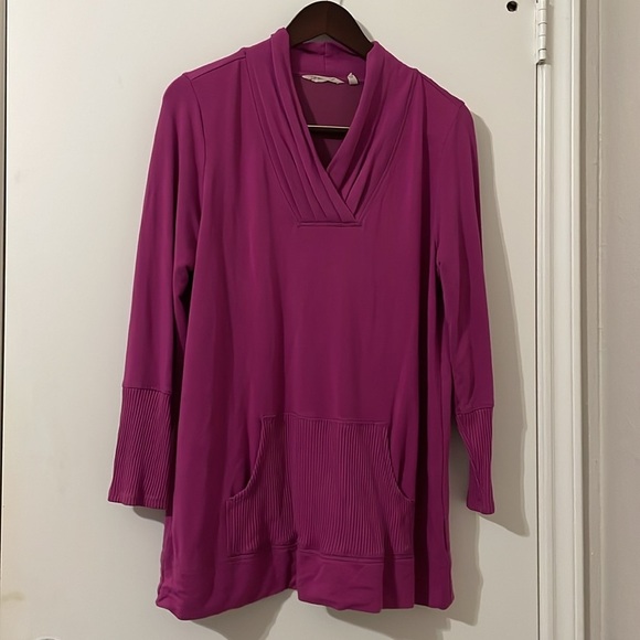 Soft Surroundings Purple 3/4 Sleeve Relaxed Top Size M - Picture 1 of 7